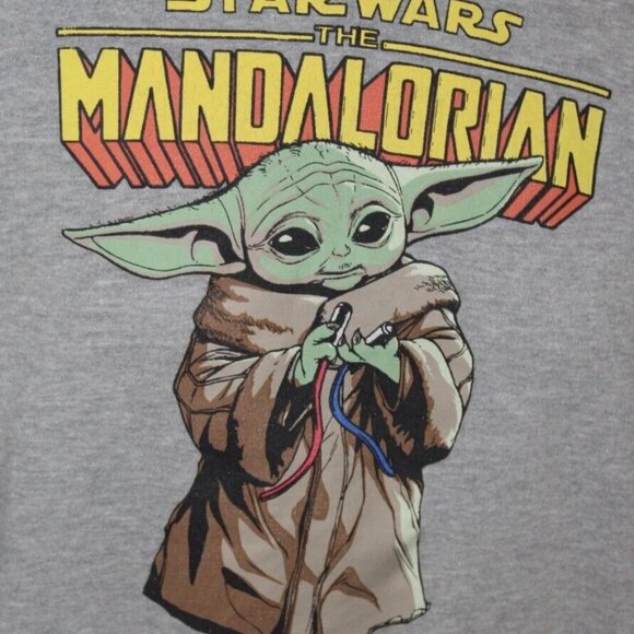 Star Wars Grogu Baby Yoda Mandalorian Mens Pullover Hoodie Sweatshirt Size Large - Picture 4 of 5